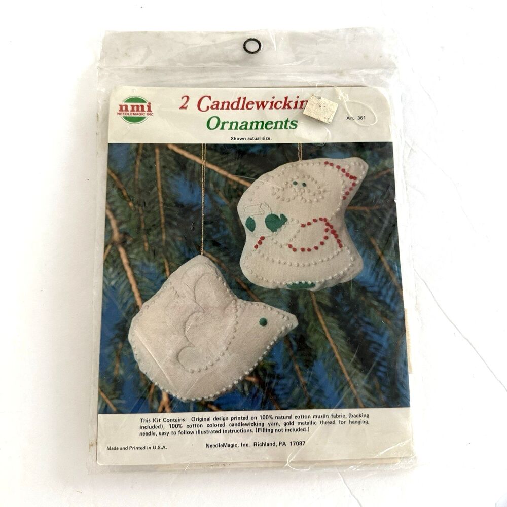 Vtg NMI Needlemagic Inc Christmas Candlewicking Ornament Kit Santa Dove 361 New